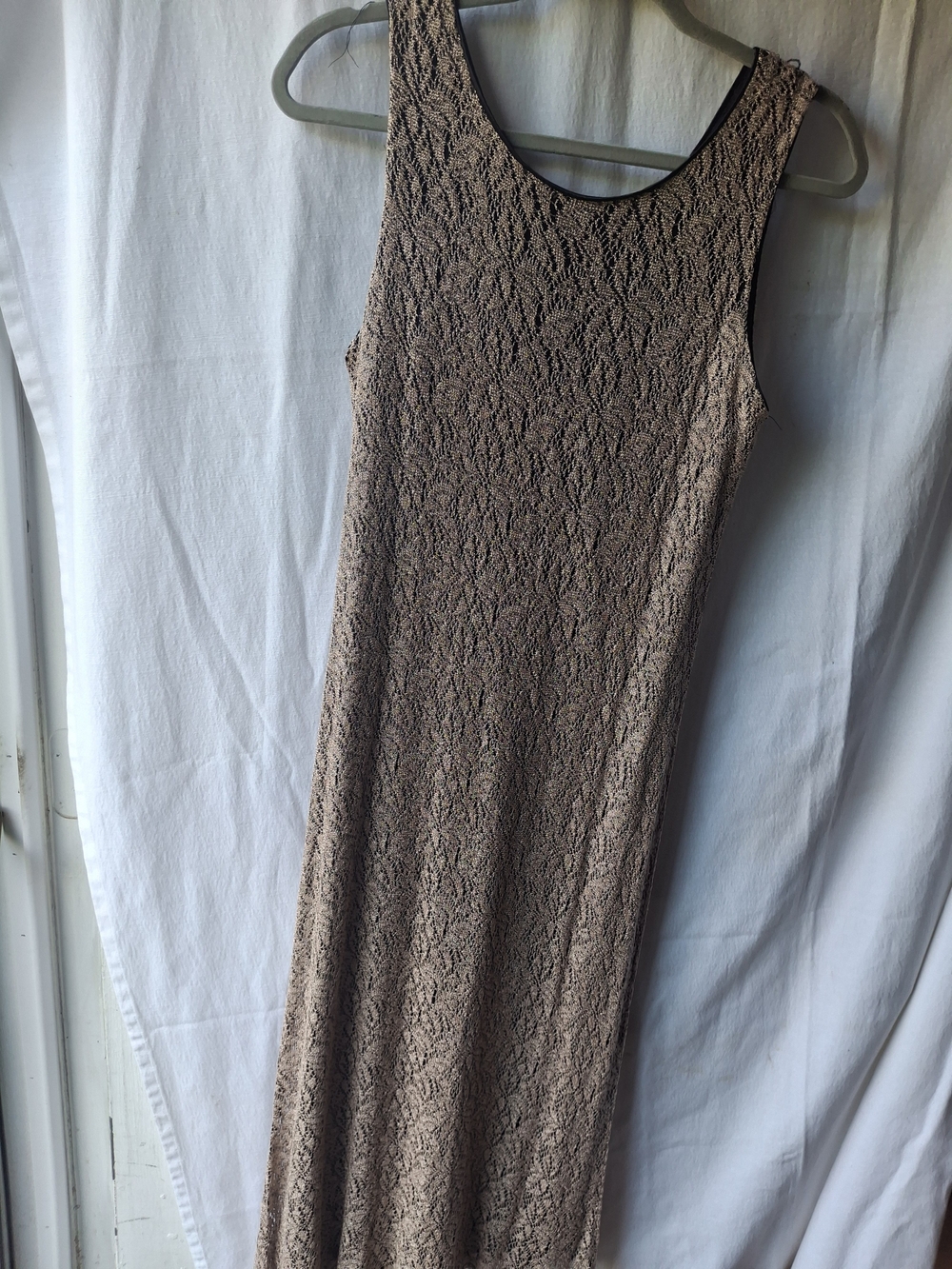 Dani Sleeveless Beige Lace  Over Black Maxi Dress - Women's